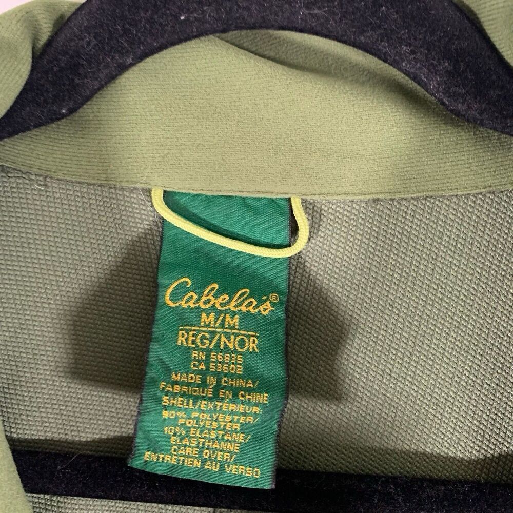 Cabelas Jacket Men's Medium Green 1/4 Zip Pullover Zip Pockets Long Sleeve - Picture 2 of 8